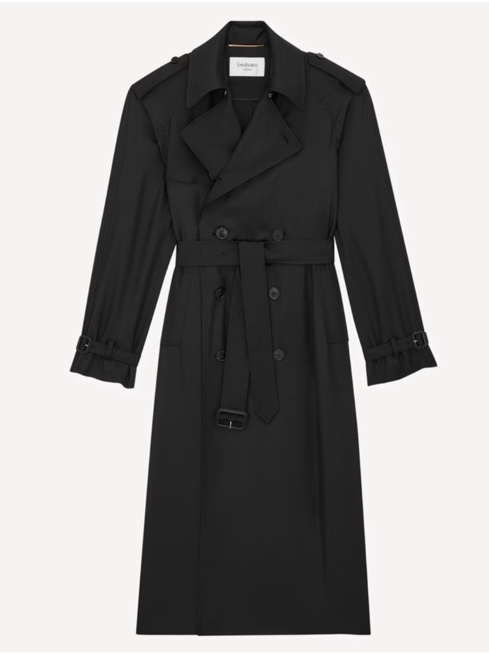 SAINT LAURENT Belted Silk-Satin Trench Coat